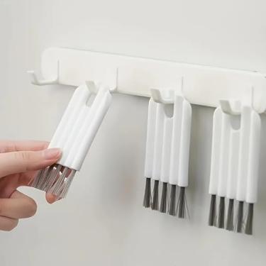 Imagem de Escova de limpeza de teclado com 3 peças, kit de ferramentas de limpeza multifuncional, escova flexível para trilho de janela, tampas de copo, ranhura de garrafa, ferramentas de limpeza doméstica