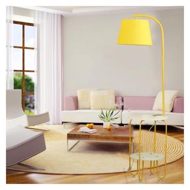 Imagem de Luminária de chão Candeeiros de pé mesa final com estação carregamento, cabeceira lâmpada anexada, candeeiro lateral pequeno para quarto(Yellow)