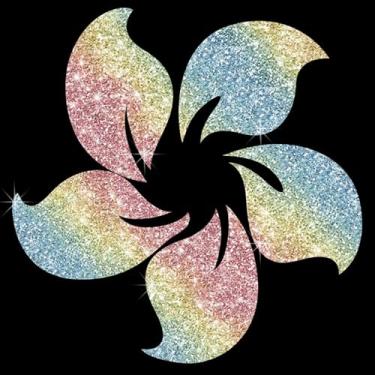 Imagem de Adesivo de decalque brilhante de cinco pétalas de flor brilhante vinil impermeável fácil de aplicar para garrafa de água de carro, laptop, parede, janela, janela (colorido)