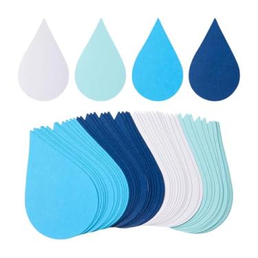 Imagem de GSHLLO 120 peças de recortes de gota de chuva azuis e brancos lindos recortes de quadro de avisos para fazer cartolina recortes artes e artesanato recortes de papel decorativo para projetos DIY