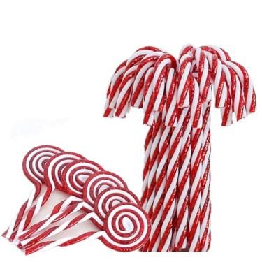 Imagem de DAHI Conjunto de 22 peças de enfeites de bengala de Natal de plástico com glitter, muleta torcida, bengalas de doces para presente de Natal, Dia de Ação de Graças, casa, ambientes internos e externos