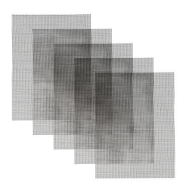 Imagem de Restaurantware Pacote com 5 tapetes antiaderentes de 39,9 x 33 cm, retangulares, pretos, reutilizáveis, para uso interno e externo, acessórios de churrasco, laváveis na louça a gás, carvão e
