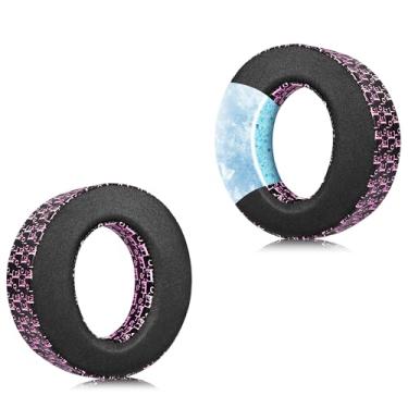 Imagem de Almofadas de ouvido de reposição Joghaw para fones de ouvido - compatíveis com Sony PlayStation 5 （PS5） | Almofadas de pano de seda gelada de gel de resfriamento premium com espuma - impressão rosa