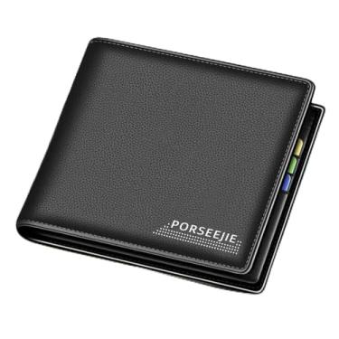 Imagem de Mini carteira masculina curta, porta-cartões, estilo clássico, antifurto, bolsa para dinheiro (preto), Preto, Clássico