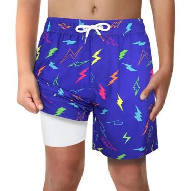 Imagem de Calção de banho Lightning Flash para meninos com forro de cueca boxer,
