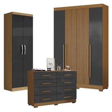 Imagem de Guarda Roupa Casal 2030240 Com Armário Multiuso 2000192 E Cômoda 20141
