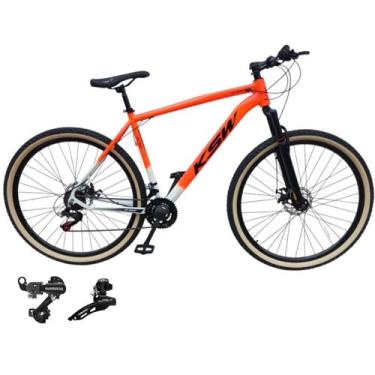 Imagem de Bicicleta Ksw Xlt Aro 29 21v Cambios Shimano Pneu Faixa Amarelo, Laran