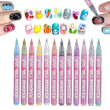 Imagem de 12 Cores Conjunto de Canetas para Unhas, Profissional Marcadores de Unhas Ferramenta Ponta Desenho e Pintura para Casa Salão Faça Você Mesmo Design Manicure Decoração