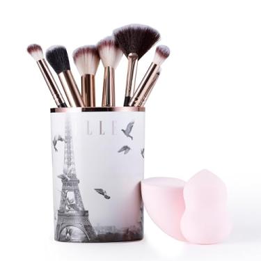 Imagem de ELLE - Conjunto profissional de olhos e rosto, cerdas sintéticas macias, ideal para viagens, 10 peças