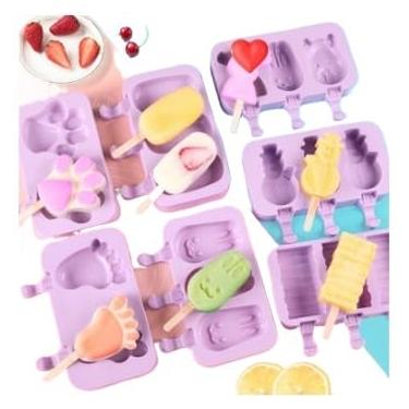 Imagem de KIT COM 2 UNIDADES Molde De Para Picolé Frutas Forma Em Silicone