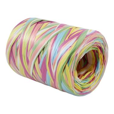 Imagem de Fita de papel de ráfia colorida de 262 metros, cordão de papel de embalagem de 6 cores, ideal para embalagem de presente, decorações de casamento e projetos DIY