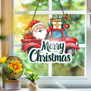 Imagem de Suncatcher acrílico colorido, apanhadores de sol, decoração de janela suspensa de Natal, arte de parede de arco-íris, para sala de estar, quarto, varanda, interior, exterior, jardim, caixa de presente