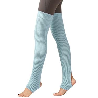 Imagem de Meias Femininas de Ioga, Salto Aberto, Malha Com Nervuras, Polainas Altas Para Balé, Dança, descanso