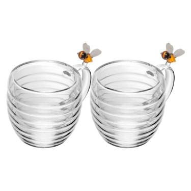 Imagem de Conjunto 02 Xícaras de Chá 180 ml Parede Dupla Lovely Bee Lyor