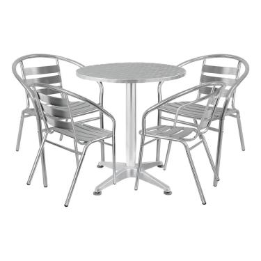 Imagem de Conjunto Jardim Varanda Mesa 60cm 4 Cadeiras Aluminio Tokyo Cinza