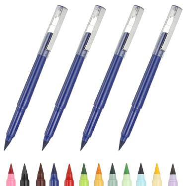 Imagem de PATIKIL Forever Pencil, conjunto de 4 peças de lápis de metal afiados mecânicos fofos para livros de colorir, esboço, desenho, escrita, arte, iniciante, azul