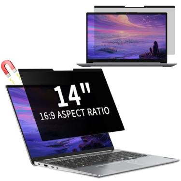Imagem de KiimLaa Filtro de privacidade magnético removível para 35.6 cm 16:9, antiespião, antirreflexo, película bloqueadora de luz azul para notebook 14" (316 x 184) mm
