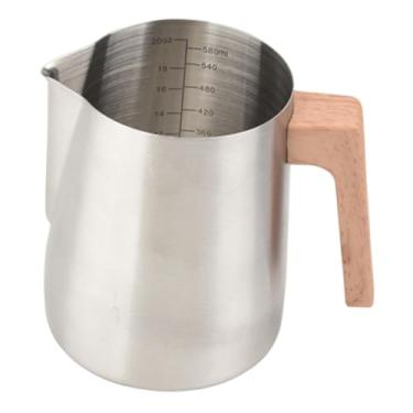Imagem de ＫＬＫＣＭＳ Jarra para espumar leite, jarra para vaporizar leite, peças para máquina de café expresso com marcações, cafeteira de 600ml, ferramenta para latte, Prata