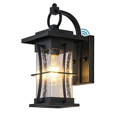 Imagem de Naurham - Luminárias para ambientes externos, 1 luz externa de casa de 38 cm de altura, lanterna de parede com vidro transparente para varanda, pátio, garagem (38 cm de altura com fotocélula, 1 pacote
