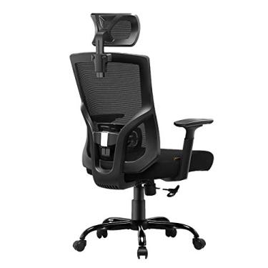 Imagem de Cadeira de escritório ergonômica para casa, encosto alto, ajustável, giratória, cadeira de videogame com suporte lombar e apoio de braço ajustável, cadeira ergonômica para computador