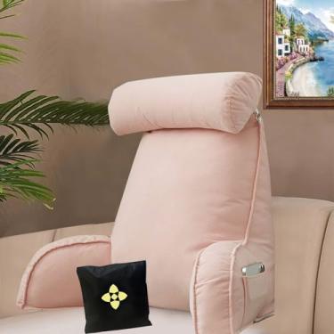 Imagem de Almofada de leitura para cama, almofada de suporte para as costas para adultos, almofada de leitura macia para suporte de costas de cama com braço de apoio removível para encosto travesseiro de