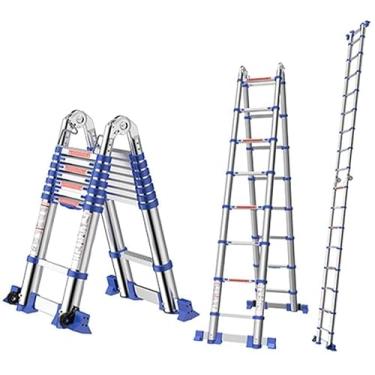 Imagem de OKUOKA Escada, escada telescópica com barra estabilizadora dupla, multiuso, estrutura A, escada, extensão extralonga para escritório doméstico/7,3 m