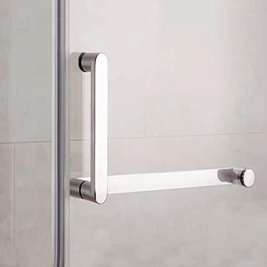 Imagem de Maçaneta de porta de vidro de banheiro peças de substituição de aço inoxidável barra de empurrar e puxar puxadores de porta de chuveiro para portas interiores exteriores barra de toalha de aço