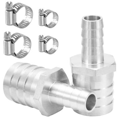 Imagem de Sctihwelire Adaptador de encaixe de farpa de mangueira redutora de latão cromado, 1 (25 mm) a 1/2 (12 mm) redutor de emenda com braçadeiras de aço inoxidável, kit de reparo de mangueira de ar para