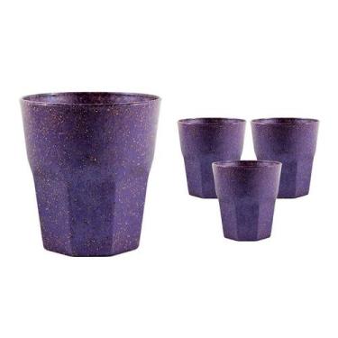 Imagem de Kit 4 Copos Mini Roma Fibra Madeira Lilás 300Ml - Bb Store