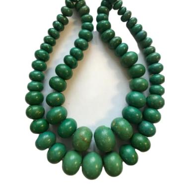 Imagem de Lady Works Fio de pedra natural turquesa verde de 33 cm, contas lisas rondelle de 10 x 6 a 20 x 16 mm para fazer joias DIY | Beads_04541