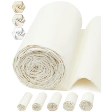Imagem de FIVEIZERO Tecido de musselina 100% algodão por jarda, panos de musselina de algodão descolorido creme de 160 cm x 10 jardas – Tecido chita bege de peso médio para costura, acolchoamento, bordado
