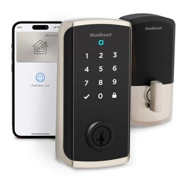 Imagem de Kwikset Halo Select Plus Tela sensível ao toque de níquel acetinado teclas Apple Home Tap-to-Unlock, Wi-Fi e Matter Fechadura inteligente com sensor de status de porta e detecção de intrusão