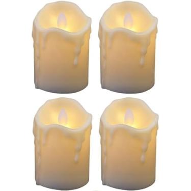 Imagem de Kit 12 24 Velas LED Eletrônicas Chama Amarela Decorativas Escorridas – Luz Ambiente para Mesa Festa e Decoração (12 Velas (modelo 1))