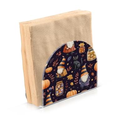 Imagem de Blueangle Pacote com 2 gnomos fofos potes de doces porta-guardanapos - decoração de mesa de acrílico à prova de vento para cozinha e casa, dispensador de lenços de férias com porta-guardanapos