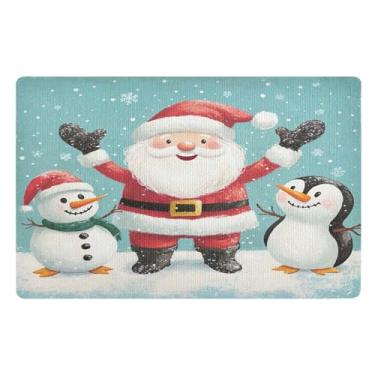Imagem de SEHANY Tapete de porta de inverno Papai Noel Natal para todos os climas, impermeável, secagem rápida, bem-vindo, tapete de entrada antiderrapante, tapete decorativo de poliéster para entrada, varanda