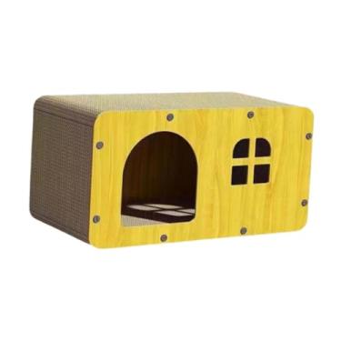 Imagem de Fenteer Caixa de Descanso e Arranhador para Felinos em Papelão, L