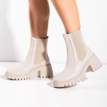 Imagem de Bota Coturno Femininino Juli Chelsea Cano Curto Com Elástico Solado Tratorado Not-me-Feminino