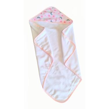 Imagem de Toalha de Banho Bebê com Capuz, Rosa Estampa Céu, 70x70cm, 100% Algodão, Forro Fralda, Alta Absorção, Uso Diário