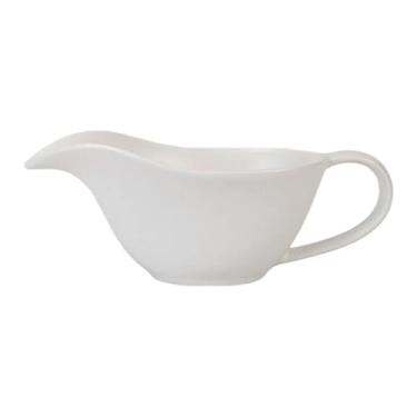 Imagem de Baoblaze Molheira de cerâmica com alça, ideal para molho de salada, fácil de limpar e dispensar. Perfeita para servir leite e calda, Branco