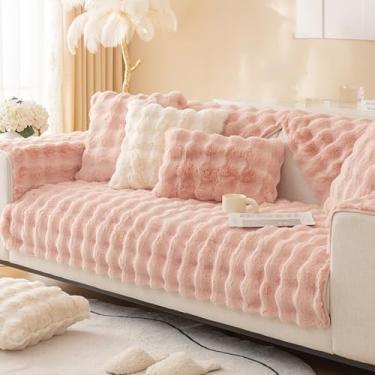 Imagem de HGTRH Capas de sofá para sofá secional em forma de L, capas de sofá para 3 almofadas para sofá de animais de estimação, laváveis na máquina em pelúcia grossa com fundo antiderrapante rosa 110 x 110