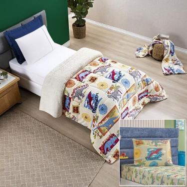 Imagem de Kit Coberdrom + Jogo de Cama Bouti Kids Solteiro 03 Peças 100% Poliést