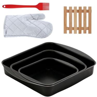 Imagem de Jogo De Assadeira 3 Pçs + Luva + Descanso Panela + Pincel - Marcolar