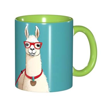 Imagem de Zeraoke Llama In A Scarf Print Canecas de café criativas, personalizadas, presente para a família, tamanho de 325 ml, unissex