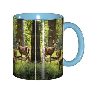 Imagem de Zeraoke Nature Wild Animal Deers Print Canecas de café criativas, personalizadas, presente para família, tamanho de 325 ml, unissex