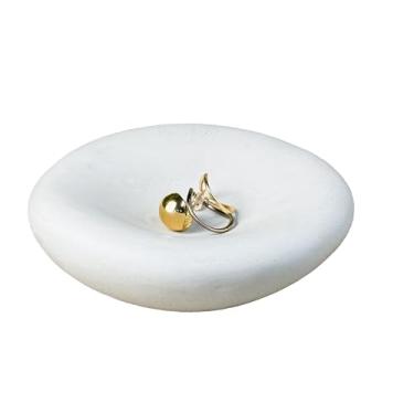 Imagem de Bandeja decorativa de armazenamento de concreto nublado, tigela decorativa de concreto para design de decoração de casa, prato chave para mesa de entrada, tigela orgânica assimétrica, bandeja