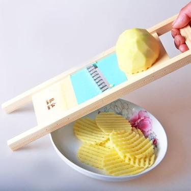 Imagem de Conjunto de cortadores ondulados de waffle, cortador de batata frita ondulado de aço inoxidável, cortador de treliça de fritura francesa, cortador de vegetais e cenouras com alça, ferramenta de