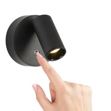 Imagem de Luminária LED Sem Fio Recarregável USB-C com Toque, 3 Níveis, Rotação 360°, Base Magnética, Abajur/Arandela para Parede e Cabeceira (PRETO)