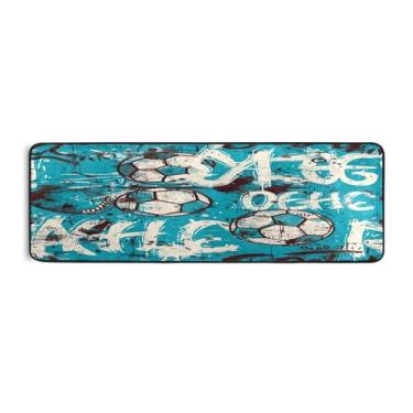 Imagem de Qilmy Tapete de futebol colorido 183 x 61 cm, antiderrapante, antifadiga, confortável, tapetes longos, para quarto, sala de estar, banheiro, corredores, entrywa516