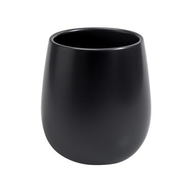 Imagem de Suporte de escova de dentes de cerâmica preta, suportes de escova de dentes pequenos de 325 ml, copo de enxaguante bucal reutilizável, suporte de pasta de dente, suporte de pincel de maquiagem