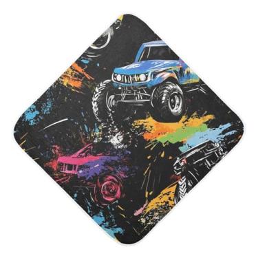 Imagem de STAYTOP Toalhas de bebê com capuz de musselina estilo grafite caminhão, toalha de banho super macia, toalhas de banho absorventes para banho recém-nascido unissex 76 x 76 cm